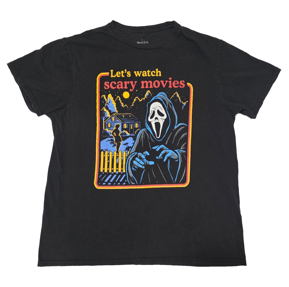 Ghost Face Scream Scary Movies T-Shirt Adult Large L Horror Graphic Tee Black